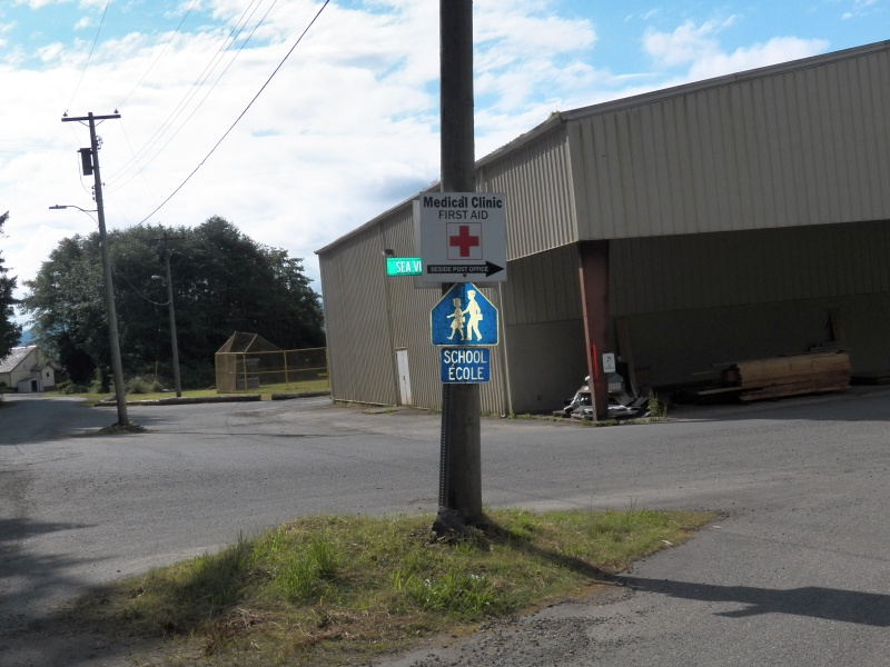 If you have a pub, then you need a medical clinic.  It is on Sea something-or-other street.  I couldn't view the whole street sign.  There is also a school for children with E. coli.