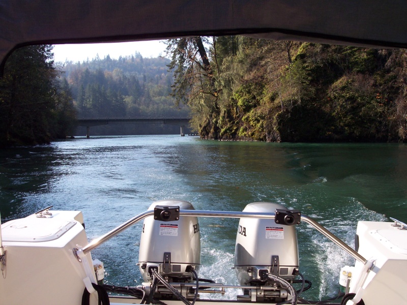In the narrow cut going up river
