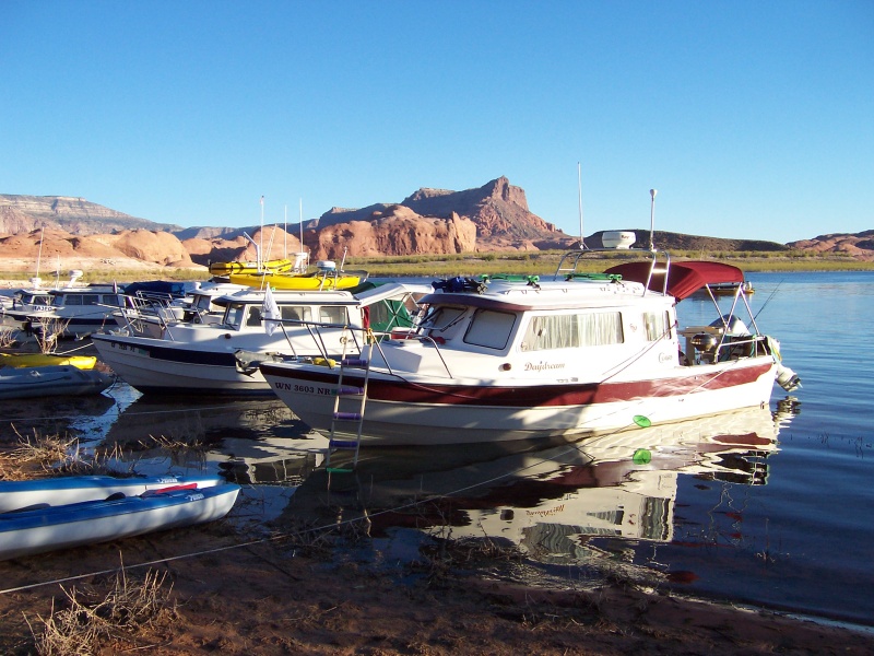 In this photo is a C-Dory from California with no name showing and Daydream at Oak Canyon 9-25