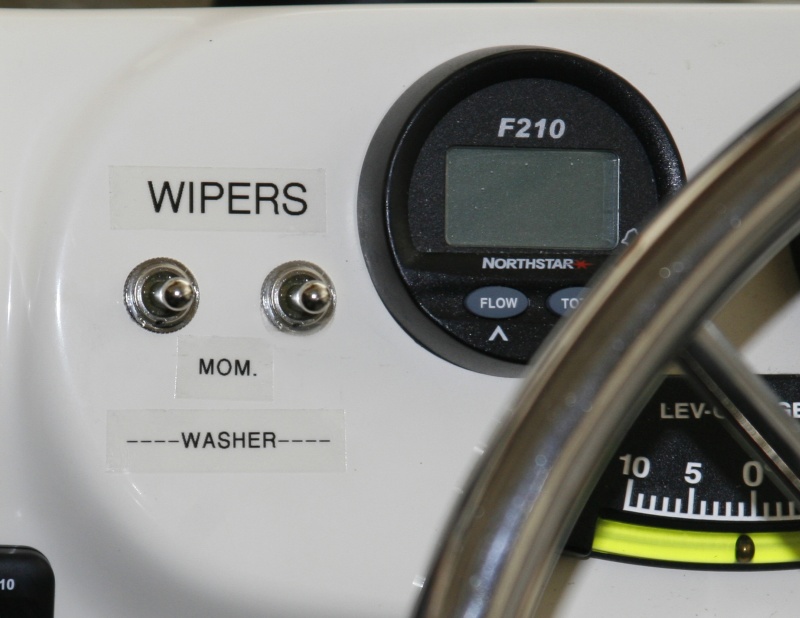 Individual Wiper Switches - Replaced factory single switch with individual DPDT switches. These switches provide individual continuous operation or momentary operation of each wiper. With both switches in the down (Momentary} position, both wipers and window washers operate.