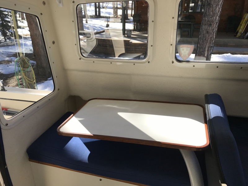 Installed Garelick Adjustable Table with cherry wood trim. See modifications album for additional photos.