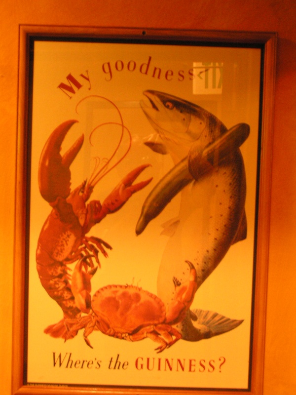 Interesting pictures lining the hall in the Irish Pub, Petaluma
