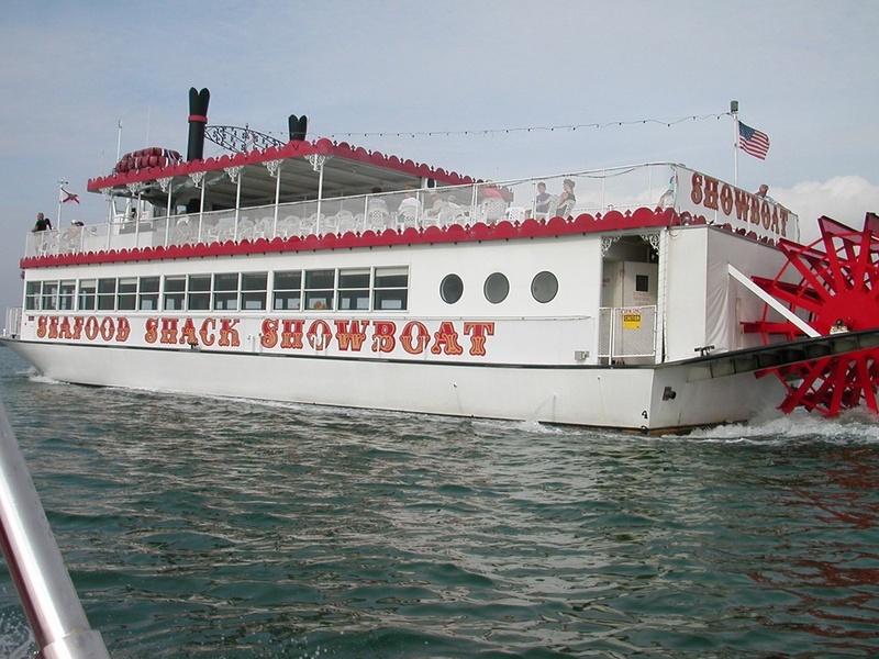 It really is a \"showboat\" because the wheel is fake but was still an usual sight for us!