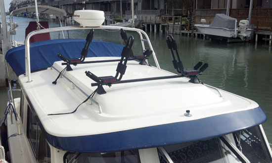 J-racks for kayaks on top of Wild Blue