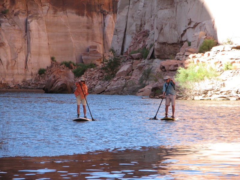 Jan and Rick on their paddle boards