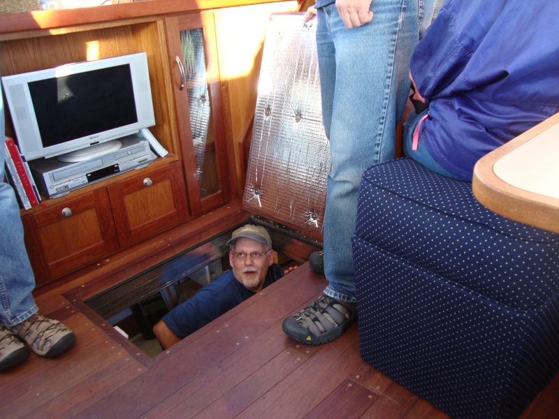 Jan has located the wine cellar on BESSIE (just kidding, it's really the engine room)