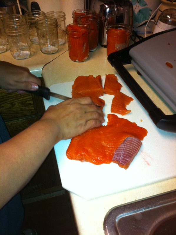 Jarring fish with my Honey no bones no skin its nice