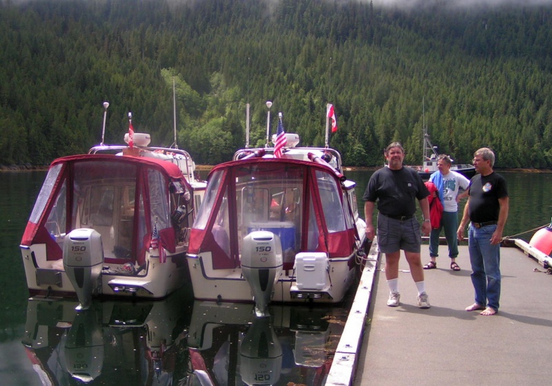 Jim Browning,Alan Olson and David McKibben on dock at Bishop Bay 6=15=06