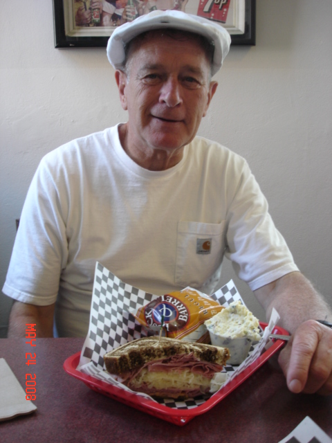 Joe enjoys a Reuben sandwich at the
Gere-A-Deli