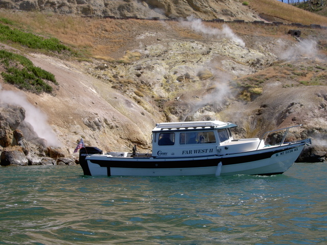 John and Edna's Farwest 111 in front of Steamboat Point