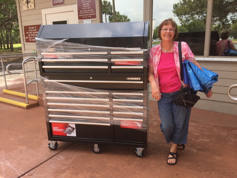 Joyce with new tool box for Hontoon Island