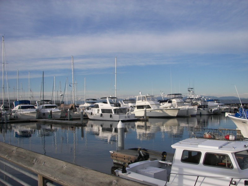 Just boats with a partially clear sky.