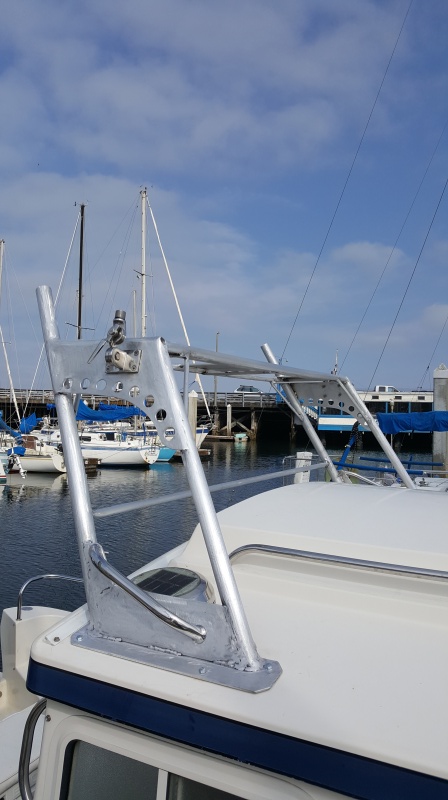Just welded up and installed the aluminum arch, Monterey harbor