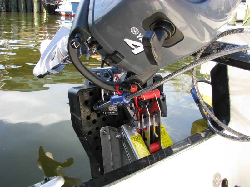 Kicker -- Close up of method for securing the motor from theft.
