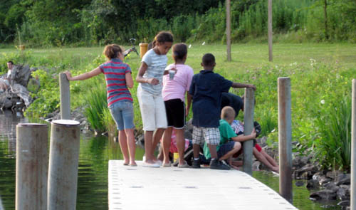 kids on the dock