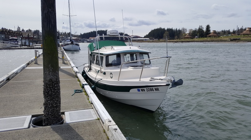 La Conner guest dock-C-Dancer's first day on the water at the beginning of her 13th season