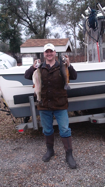 Lake Almanor fishing trip 29DEC11.  5lb Rainbow and 3lb Brown