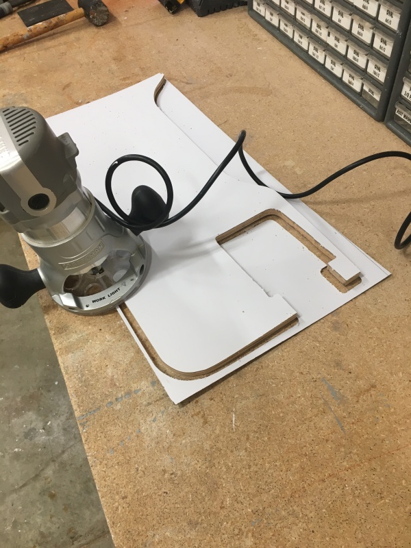 Laminating the throttle shelf.
