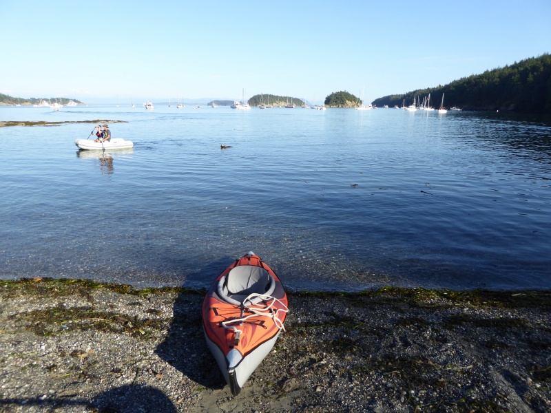Landing at Echo Bay beach, to portage back over to Shallow Bay