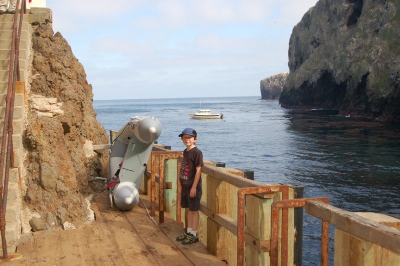 Landing Cove -- East Anacapa Island.  Once anchored you row to the landing, climb the ladder, and pull your dinghy up behind you.  Now, 150+ steps to get on top of the Island 200 feet above!