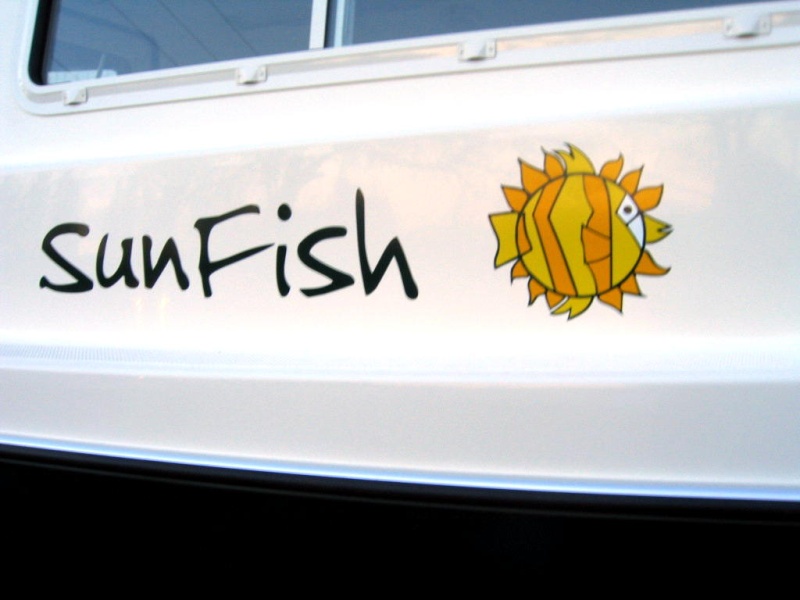 (Lane Stuart) Finally decided on a name and got it pasted on the boat