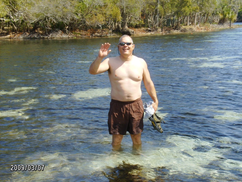 Larry enjoying warm weather at Silver Glen Springs,Florida