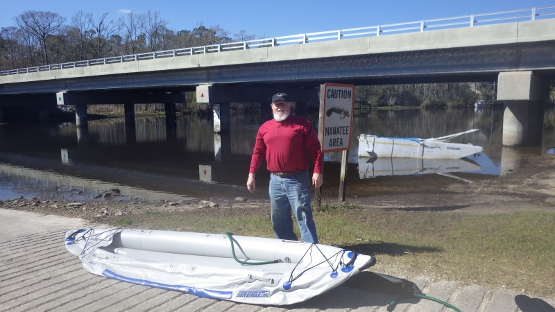 Launching the kayak on the Wakulla River