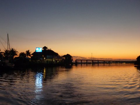 Leaving Burdine's in the early am(before sun up) for a run down Hawk Channel to Key West from Marathon,Medical emergency at home shortened up what was to be a month long trip.Will return next year fo sho (3 hours)