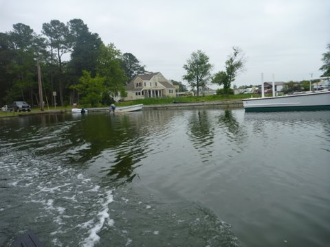Leaving the dinghy dock on back side of St Michaels aboard Junior