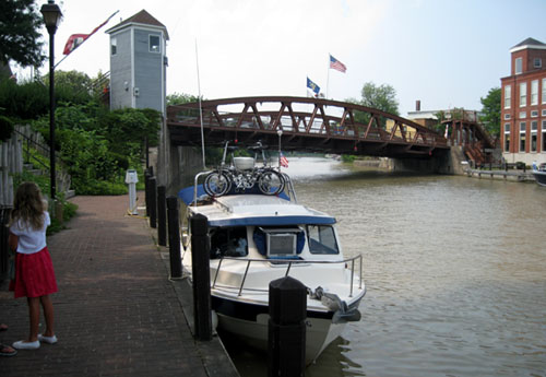 Lift bridge behind Wild Blue