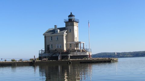 Lighthouse at Rondout Creek entrance on the Hudson river