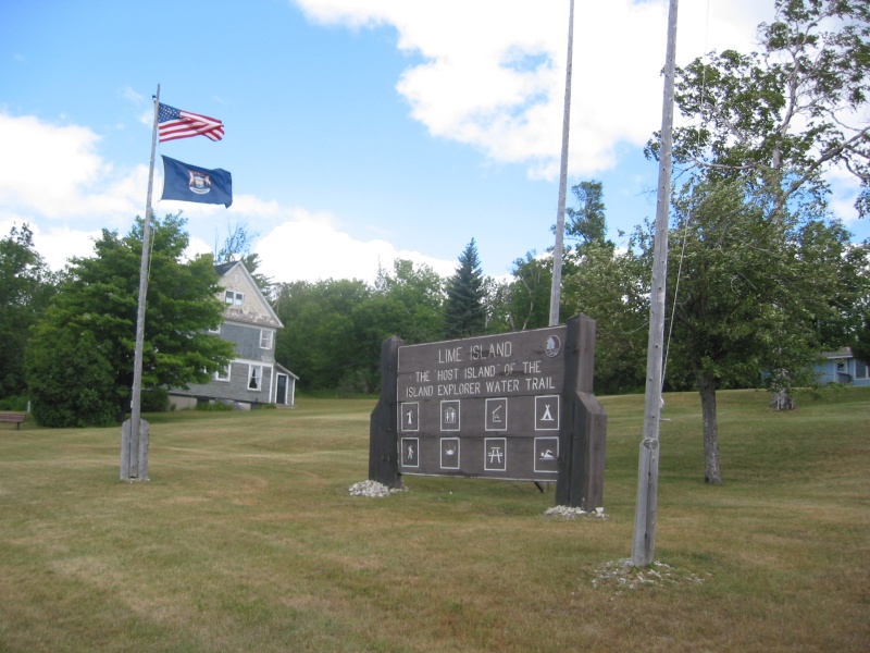 Lime Island Harbor sign.