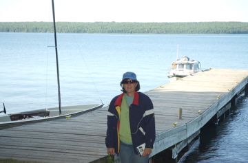 Linda in layered jackets-50 degrees going on hike