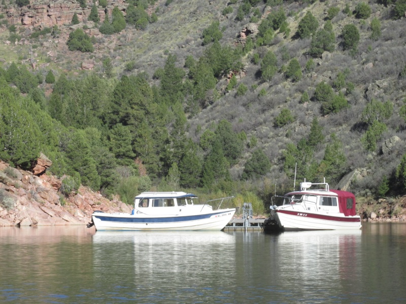 "Little Joe" and "Freedom" tied to float in South Skull Creek, Flaming Gorge, Utah