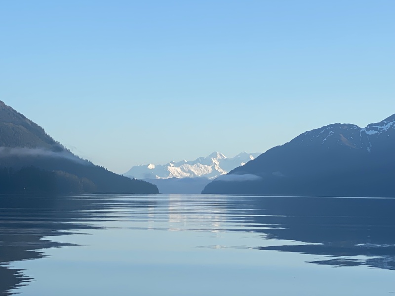 Looking down Lisianski inlet at the 15,000 foot Fairweather mountains