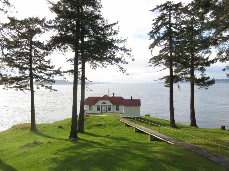 Looking down to the actual light house tower and fog signal building