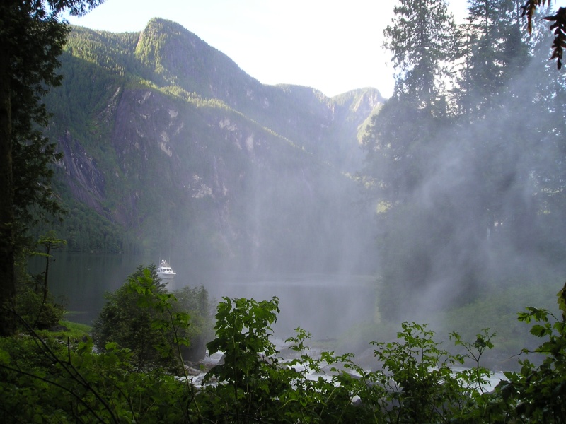 Looking out from the base of the falls