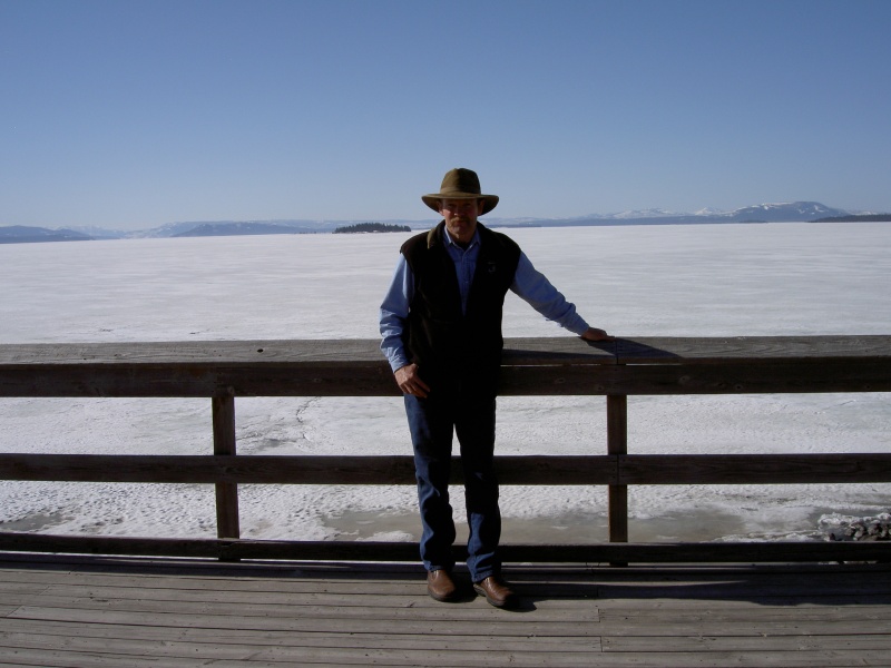 Looking out on Yellowstone Lake directly in front of Lake Lodge-Stevenson Island over right shoulder 5-17-08