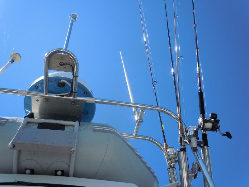 Looking up at the toys.  Four rod holders per side.