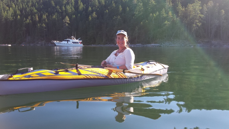 Loving the new kayak in Melanie Cove