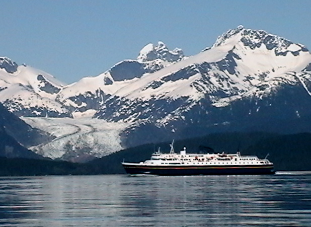 M/V Malaspina heading northbound to Haines passing Herbert Glacier