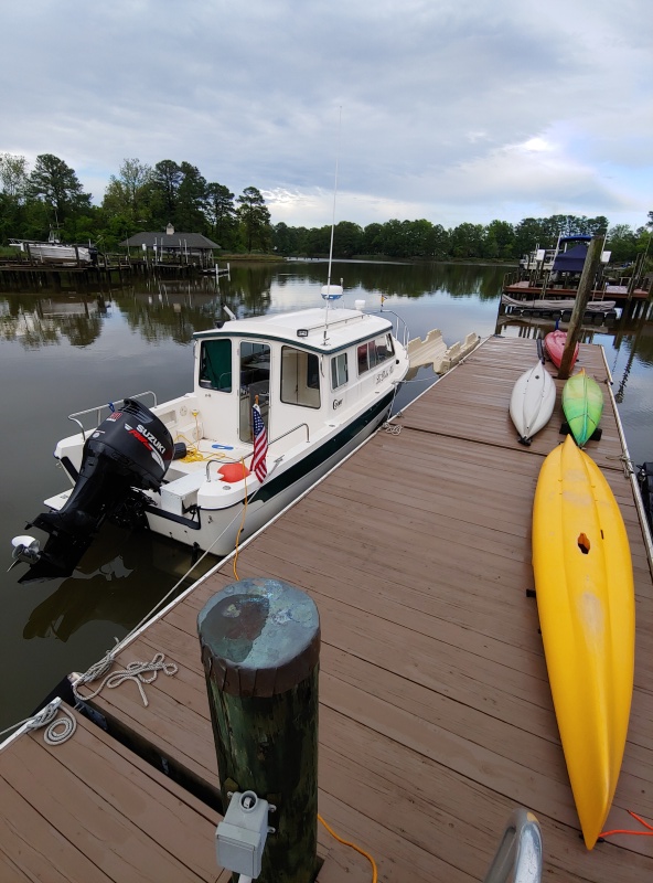 Mae-C at Steve's floating dock.