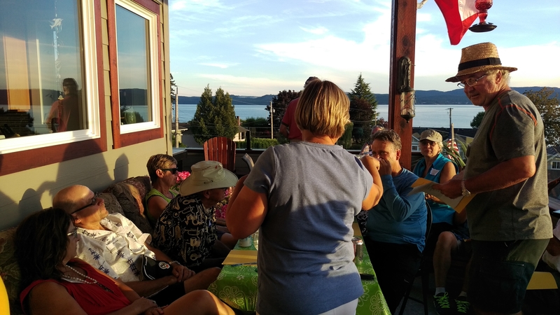 Martin from Comox doing a C-Dory facts quiz.  Most people bombed!  Lots of laughs!