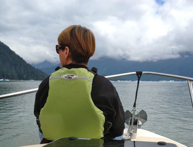 Mary keeping a watchful eye for icebergs.