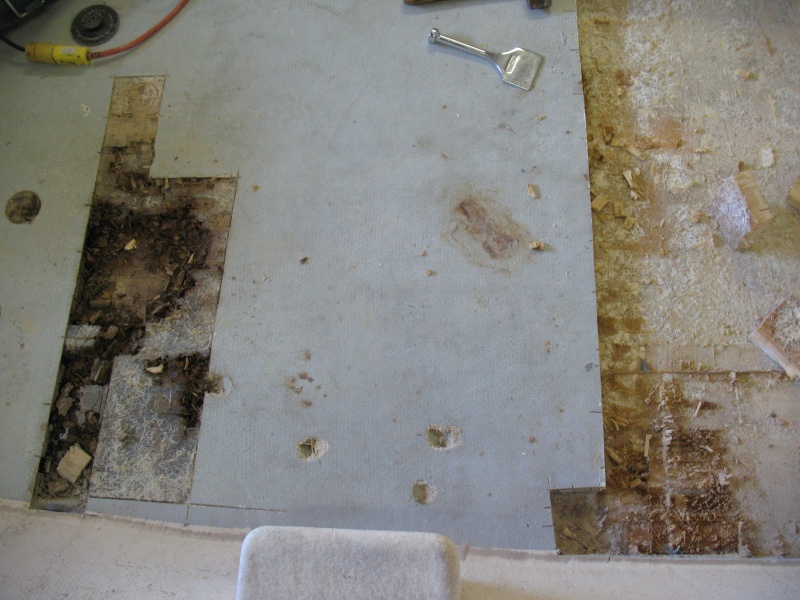 may 13, 2011 006 - went "holesaw probing" and found extensive balsa rot & where it looked good/factory was still damp.