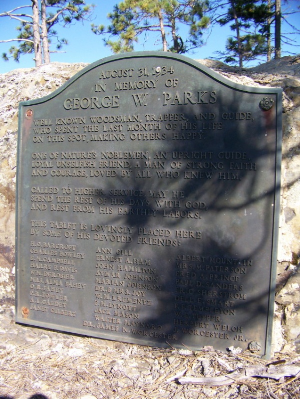 Memorial to a famous Maine Guide of the early 1900's. This point was one of his favorite places to bring the "Sports" to camp out and fish.