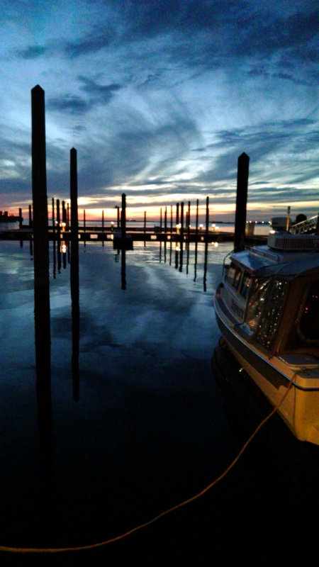 Moored at Cape Charles Marina at sunset