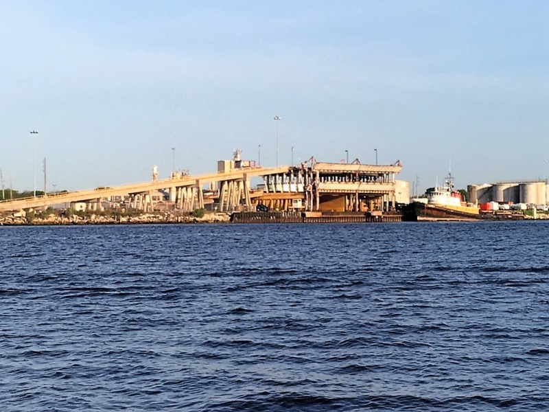 More views around Jacksonville on the St. Johns. This appears to be some kind of car loader. (Various level ramps in the up position.)