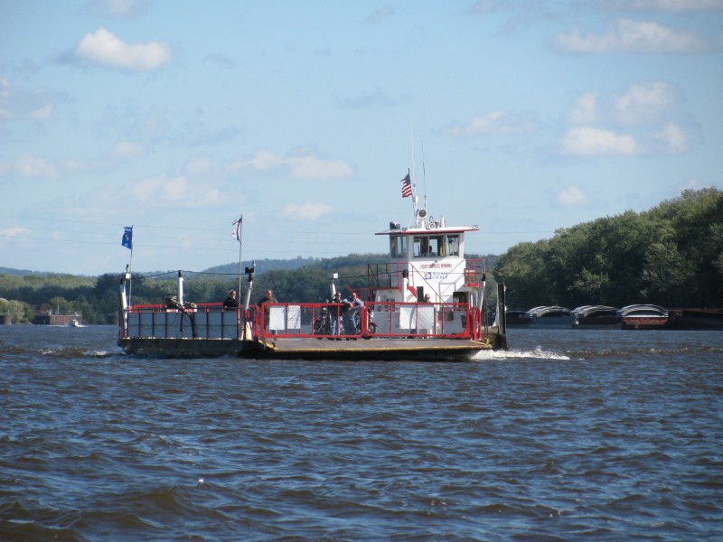 Motorcycles crossing on the Mississippi car ferry