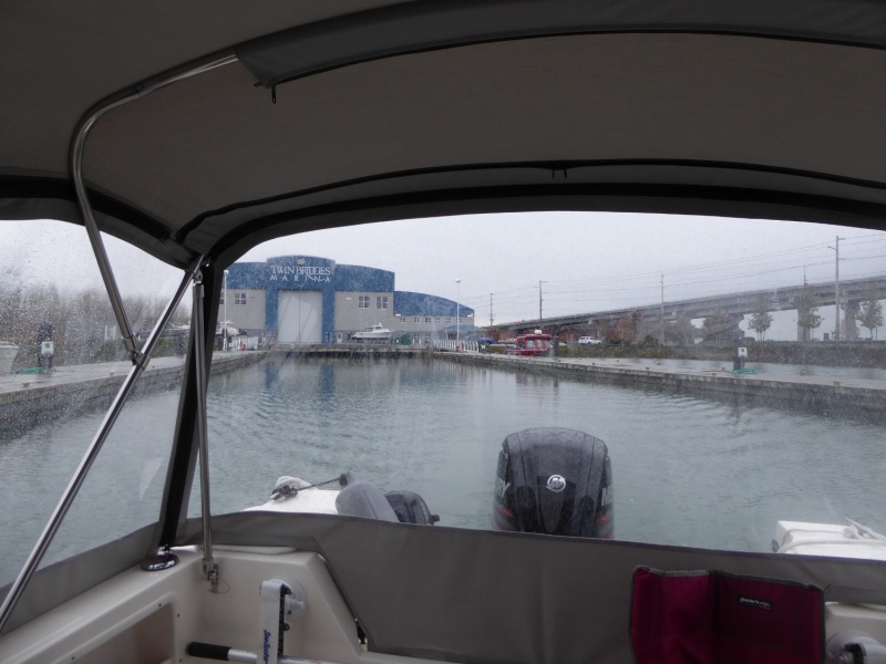 Motoring out in a slight breeze and rain